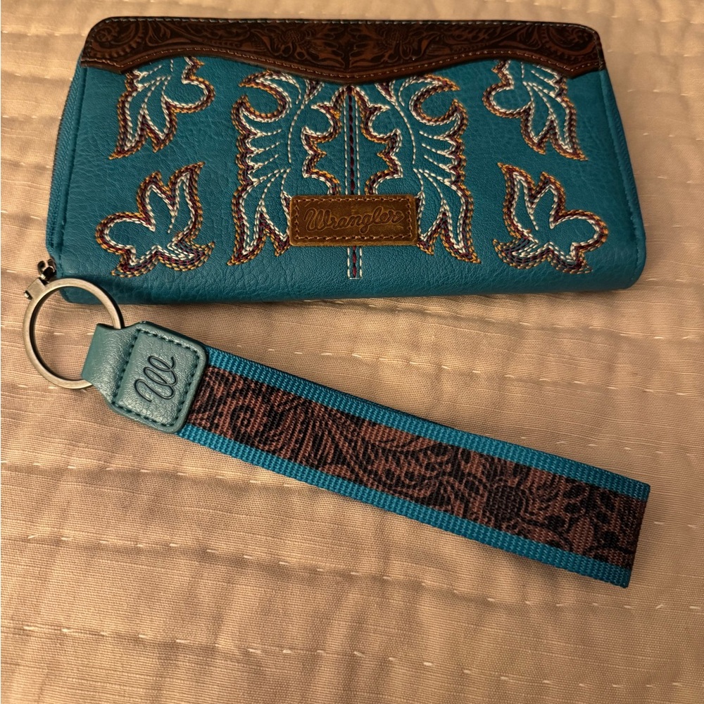 Wrangler Blue and Brown Women's Key Holder Wallet